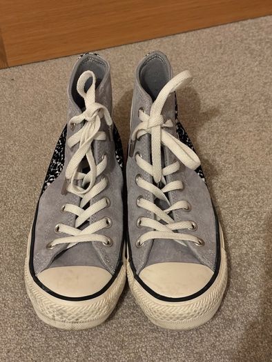 Converse Chuck Taylor All Star High-Top grey suede with leopard print UK 4