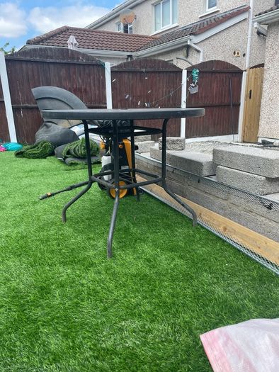 garden table and 2 chairs