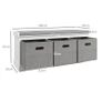 Three-Drawer Shoe Storage Bench, with Padded Top Seat White Image 2