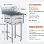 Stainless Steel Prep & Utility Sink, 1 Compartment Free Standing Small Sink Include Faucet & legs Image 7