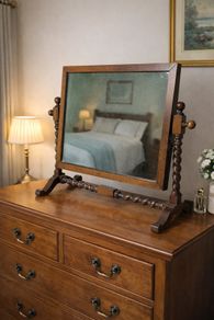 Antique Mirror - Jacobean Revival Barley Twist Oak Dressing Mirror