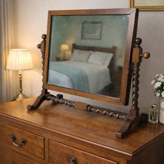 Antique Mirror - Jacobean Revival Barley Twist Oak Dressing Mirror
