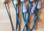 Large Size Vintage Handmade Wooden Flowers x12 Pieces