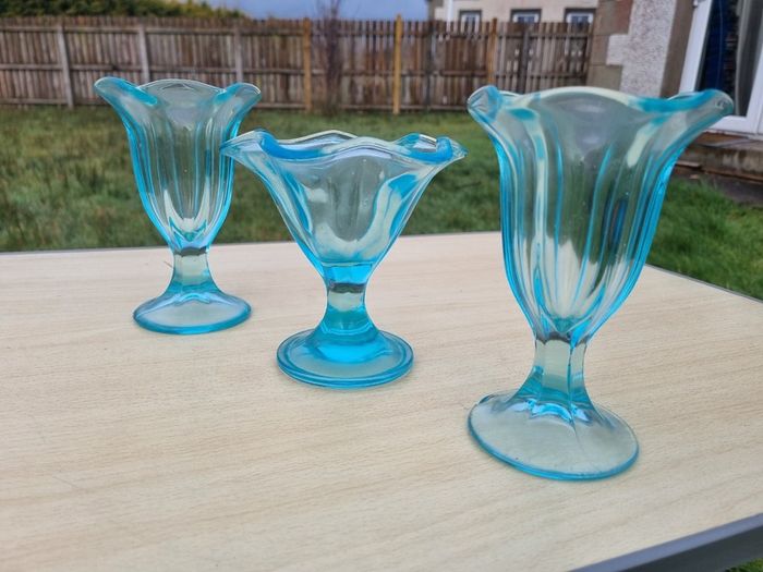 Vintage glass cups for ice cream and desserts