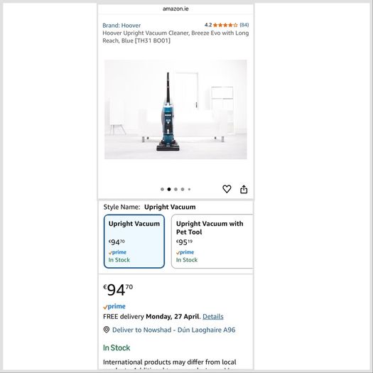 Hoover Breeze Evo Upright Vacuum Cleaner