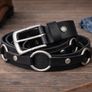 Unisex Black Leather Ring Belt Punk Gothic O-Ring Belt with Silver Buckle for Men & Women Image 3
