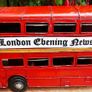 (12" long) London Evening News Oxford Diecast Vintage Model Double Decker Red Bus Image 4