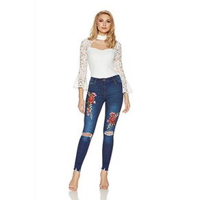 Quiz cream lace choker long sleeve bodysuit Size UK8 EU36 Postage included