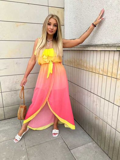 Asymmetrical ombre maxi dress