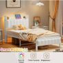 Single Bed Frames with Storage Headboard and Charging Station/LED Lights,Heavy Image 3