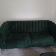 Green Velvet 3-Seater Sofa Great Condition