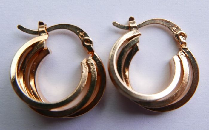 Vintage Gold Plated Triple Hoop Earrings