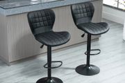 2-Set Bar Stools Retro Design 47 cm x 56 cm x 89-109 cm Black