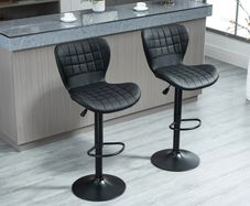 2-Set Bar Stools Retro Design 47 cm x 56 cm x 89-109 cm Black