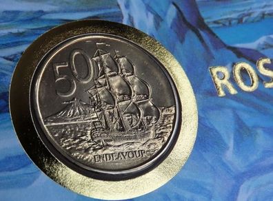 Antarctica first day coin stamp cover 1988 | HMS Endeavour New Zealand mint
