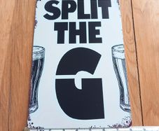Brand New metal Guinness sign. Split the G. 8 x 12 inches. Man cave Still New in packing.