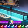 120x50 cm Gaming Desk with LED Lights, Computer Desk with Shelves, Office Desks with Monitor Stand, Carbon Fiber Black Image 3