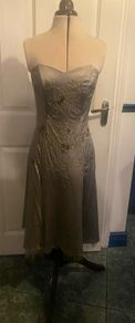 Warehouse grey satin embroidered dress uk 8
