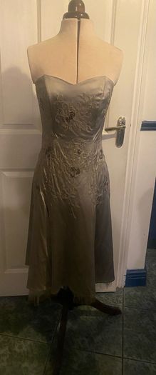 Warehouse grey satin embroidered dress uk 8