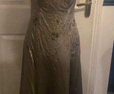 Warehouse grey satin embroidered dress uk 8