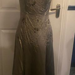Warehouse grey satin embroidered dress uk 8