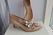 LK Bennett Cream Beige Lace Heel Pumps