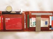 Unisex Very Slim Black / Brown Bi-fold Wallet with metal notes bill holder