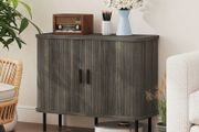Modern Sideboard Storage Cabinet with Slatted Tambour Sliding