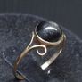 Antique 14K Solid Gold Star Diopside Ring Rare Black Asterism Cabochon Image 3