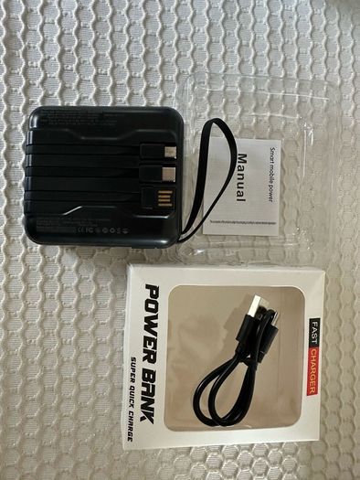 Powerbank MINI 10000 mAh 3-in-1 built-in cables, display, NEW