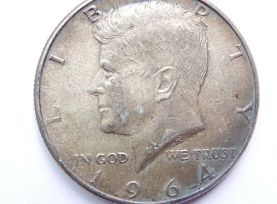 1964 USA Kennedy Silver Half Dollar Coin - 90% Silver.