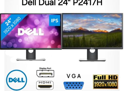 Dell 24" P2417h Full Hd 1080p Led Ips Led Monitor Hdm, Displayport, Vga