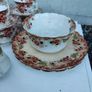 Vintage tea set, 1940's or earlier, with gold edging and floral pattern. Cafe wedding decor Image 5