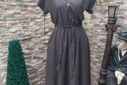 Vintage Betty Barclay Navy and cream polkadot midi dress