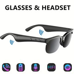 Smart Glasses with Wireless HIFI Headphones, Dual Speaker, Touch Control, Rechargeable Lithium Battery, USB Type-C Charging, Ideal for Music and Calls, Wireless Headphones|Modern Eyewear|Wireless Connectivity, Wireless Headphones