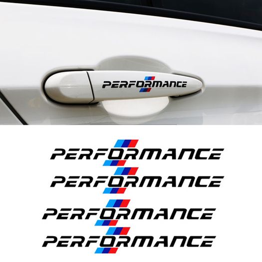 4PCS/SET Newest M Performance Logo Side Door Handle Sticker - for all BMW models: F10, F20, F30, E90, E60, E46, E39, X3, X5, G30