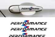 4PCS/SET Newest M Performance Logo Side Door Handle Sticker - for all BMW models: F10, F20, F30, E90, E60, E46, E39, X3, X5, G30