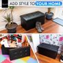 Faux Leather 76 x 38 x 38cm Black Ottoman Foldable Storage Boxes Seat Foot Stool Storage Box with Lids for Kids Toys, Bedroom, Hallway, Living Room (FREE POSTAGE) Image 3