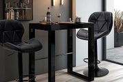 Bar Stools Set of 2 Bar Chairs,Modern Height Adjustable Kitchen Stools With Backs, Swivel Faux Leather Kitchen Island Chairs(All Black)