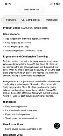 Cybex cloud z2 car seat and base