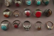 Antique Handmade Mix Brass with Mix Stone Glass Rings Lot Of 15