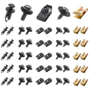 100PCS Car Screws and Bolts, Undertray Screws,Auto Body Fender Screws,Car Clips Plastic Rivet Fasteners - Universal U-Nuts Kit Engine Under Cover Splash Shield Guard Body Bolts