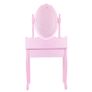 Bedroom Furniture Pink Dressing Table 3-Drawer Makeup Dresser Set with Stool Oval Mirror Image 10