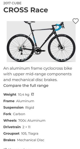 Cyclo cross Cube Cross Race CX/Gravel bike Size medium