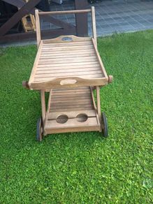 Wooden garden drinks trolley with removable tray