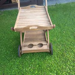 Wooden garden drinks trolley with removable tray