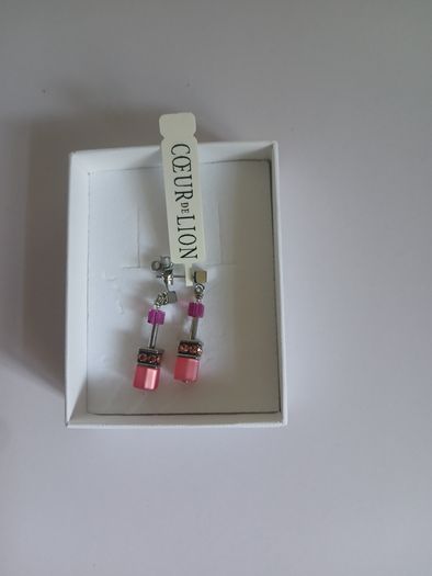 Coeur de Lion GeoCUBE Viva Magenta Pink Swarovski Crystal Earrings New Boxed CAN POST