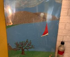 Vintage Folk art textile landscape