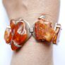 54.4gr giant UNIQUE Baltic Amber Bracelet, SET IN STERLING SILVER 925, Dark Honey Amber Chain and Link Bracelet with natural Inclusions Image 2