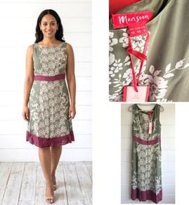 Monsoon dress new with tags chic summer boho green vintage style